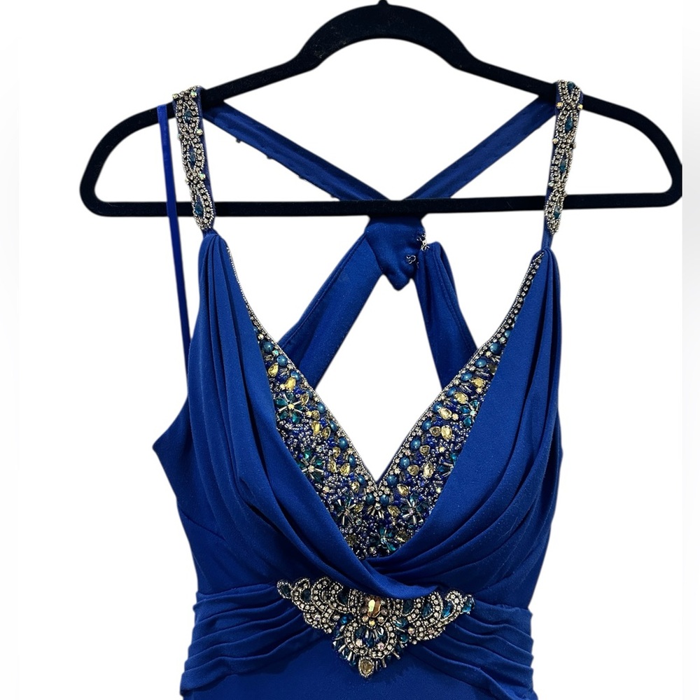 Elegant Blue Embellished Dress